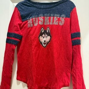 Colosseum Red and Navy Huskies Long Sleeve Tee
